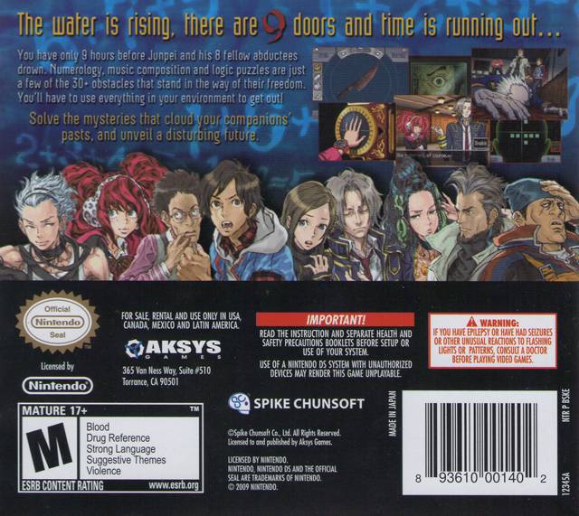 Zero Escape: Nine Hours, Nine Persons, Nine Doors - (NDS) Nintendo DS [Pre-Owned] Video Games Aksys Games   