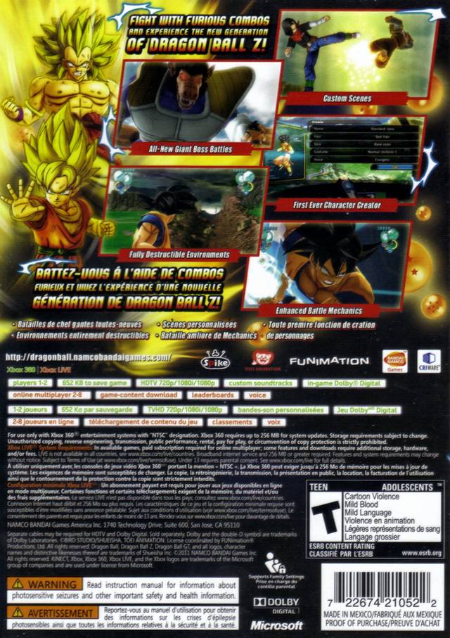 Dragon Ball Z: Ultimate Tenkaichi - Xbox 360 Video Games Namco Bandai Games   