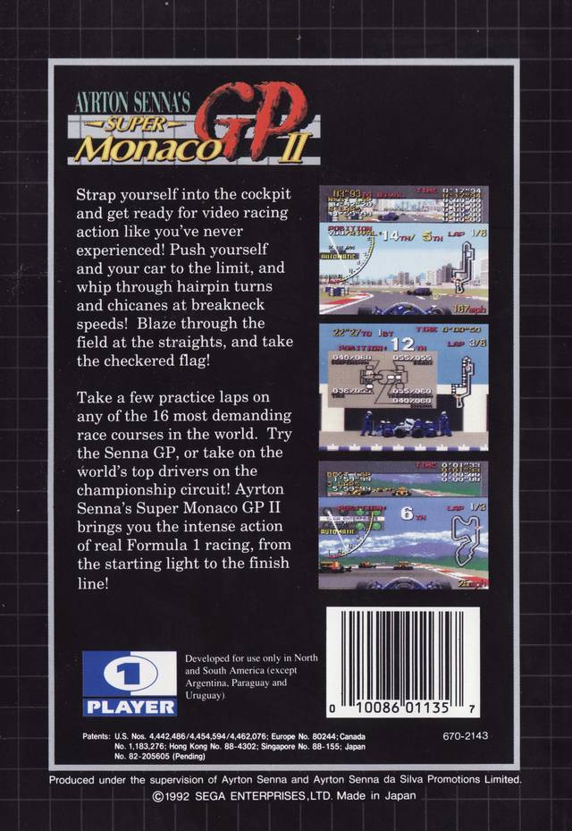 Ayrton Senna's Super Monaco GP II - SEGA Genesis [Pre-Owned] Video Games Sega   