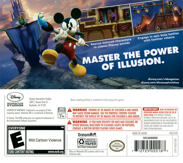 Disney Epic Mickey: The Power of Illusion - Nintendo 3DS [Pre-Owned] Video Games Disney Interactive Studios   