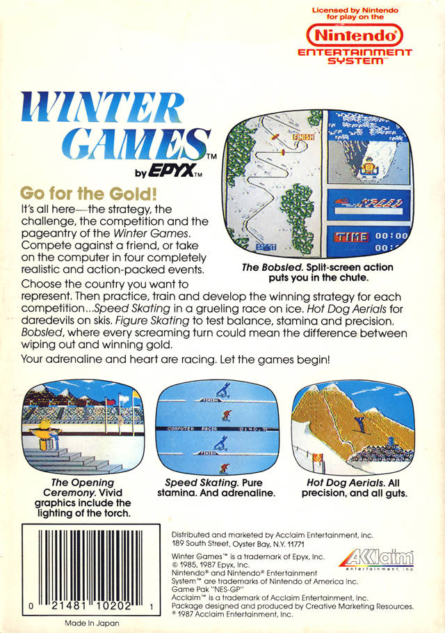 Winter Games - (NES) Nintendo Entertainment System [Pre-Owned] Video Games Acclaim   