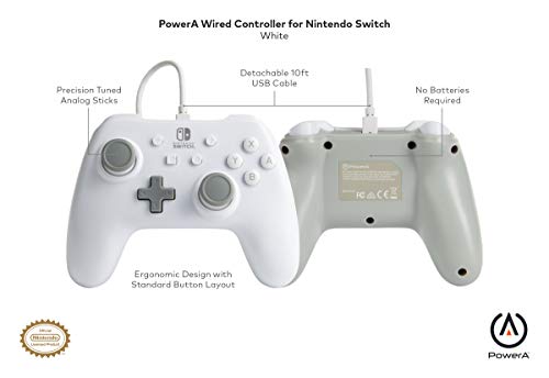 PowerA Wired Controller (White) - (NSW) Nintendo Switch Accessories PowerA   