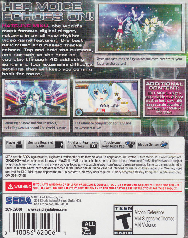 Hatsune Miku: Project Diva F 2nd - (PSV) PlayStation Vita [Pre-Owned] Video Games Sega   