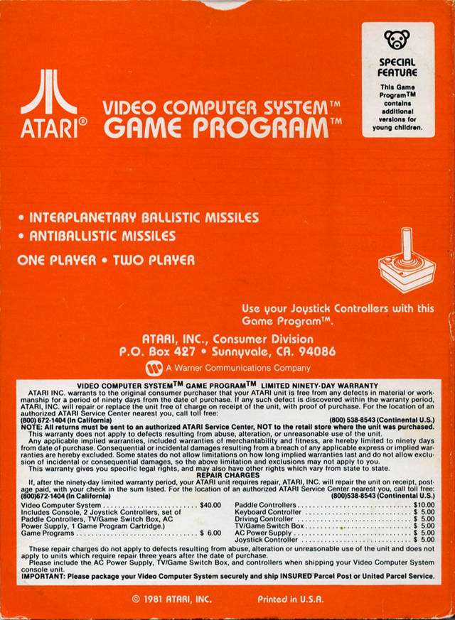 Missile Command - Atari 2600 [Pre-Owned] Video Games Atari Inc.   