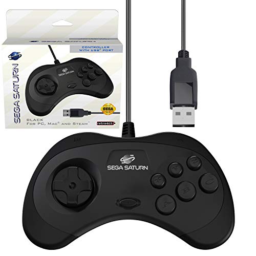 Retro-Bit Official Sega Saturn USB Controller Pad - USB Port (Black) Accessories Retro-Bit   