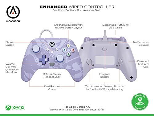 PowerA Enhanced Wired Controller (Lavender Swirl) - (XSX) Xbox Series X Accessories PowerA   