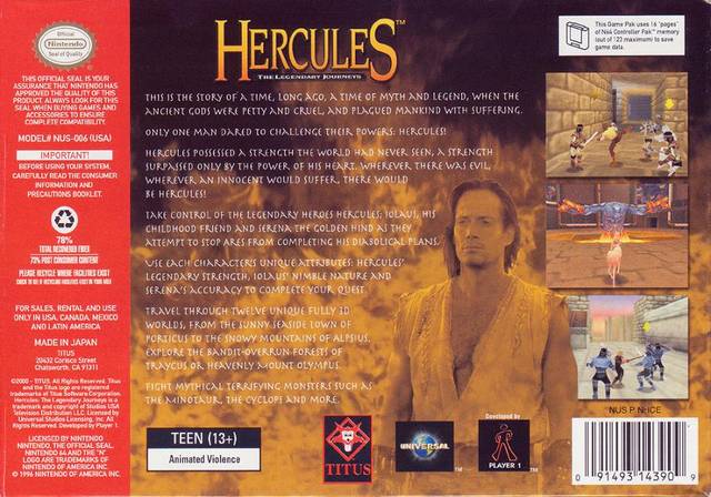 Hercules: The Legendary Journeys - (N64) Nintendo 64 Video Games Titus Software   