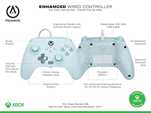 PowerA Enhanced Wired Controller (Cotton Candy Blue) - (XSX) Xbox Series X Accessories PowerA   