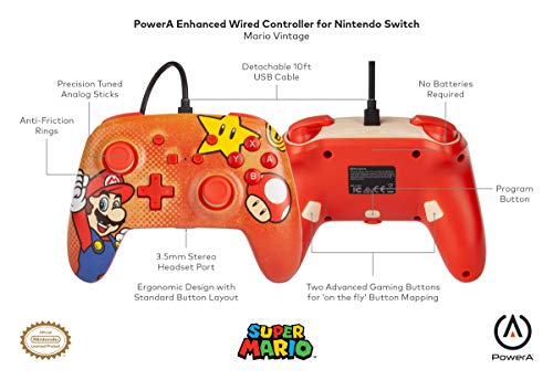 PowerA Enhanced Wired Controller (Mario Vintage) - (NSW) Nintendo Switch Accessories PowerA   