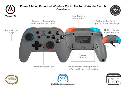 PowerA Enhanced Wireless Controller (Nano Grey Neon) - (NSW) Nintendo Switch Accessories PowerA   