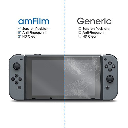 amFilm Tempered Glass Screen Protector for Nintendo Switch 2017 (2-Pack) - (NSW) Nintendo Switch Accessories amFilm   