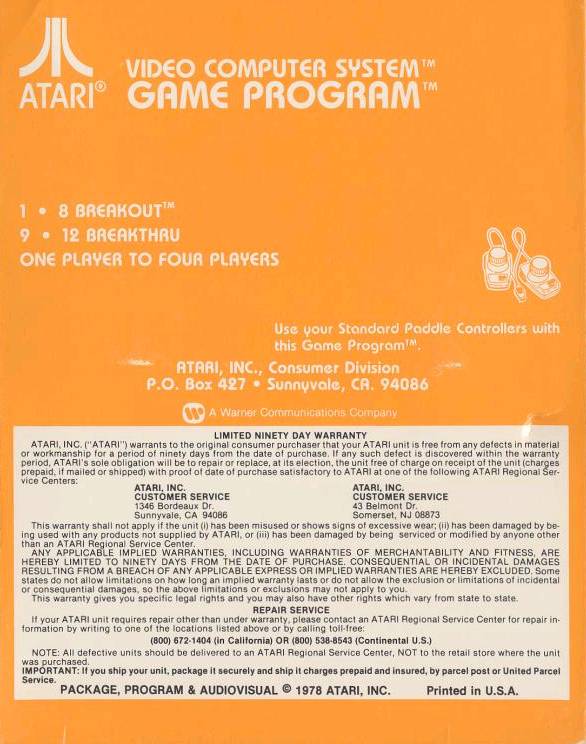 Breakout - Atari 2600 [Pre-Owned] Video Games Atari Inc.   