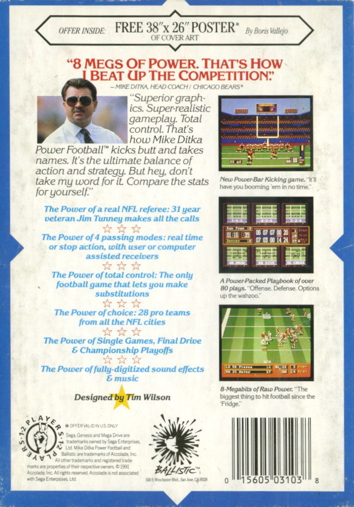 Mike Ditka Power Football - (SG) SEGA Genesis [Pre-Owned] Video Games Ballistic   