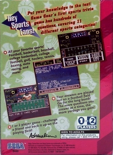 Sports Trivia: Championship Edition - SEGA GameGear Video Games Sega   