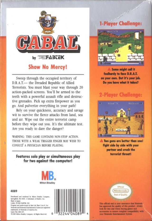 Cabal - (NES) Nintendo Entertainment System [Pre-Owned] Video Games Milton Bradley   