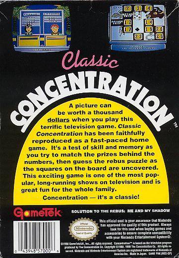 Classic Concentration - (NES) Nintendo Entertainment System [Pre-Owned] Video Games GameTek   