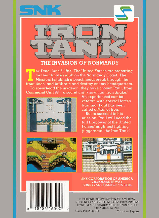 Iron Tank: The Invasion of Normandy - (NES) Nintendo Entertainment System [Pre-Owned] Video Games SNK   