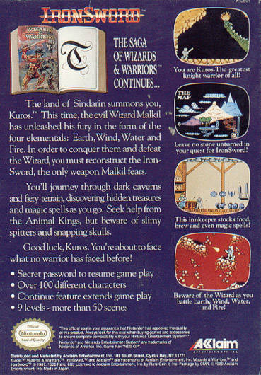 IronSword: Wizards & Warriors II - (NES) Nintendo Entertainment System [Pre-Owned] Video Games Acclaim   