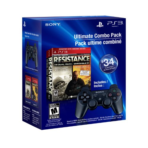 SONY Playstation 3 Resistance Dual Pack & DUALSHOCK3 Wireless Controller - (PS3) Playstation 3 (Ultimate Combo Pack) Video Games PlayStation   