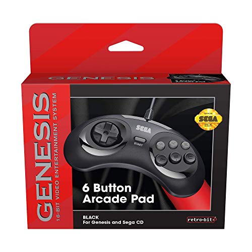 Retro-Bit 6-Button Arcade Pad (Black) - (SG) Sega Genesis Accessories Retro-Bit   