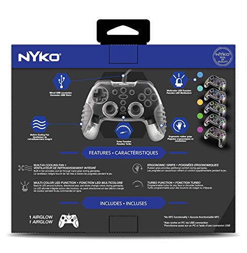 Nyko PlayStation 4Air Glow Wired Controller LED Light Show and Hand Cooling Fan - Wired 10Ft Cable - PlayStation 4 Accessories Nyko   