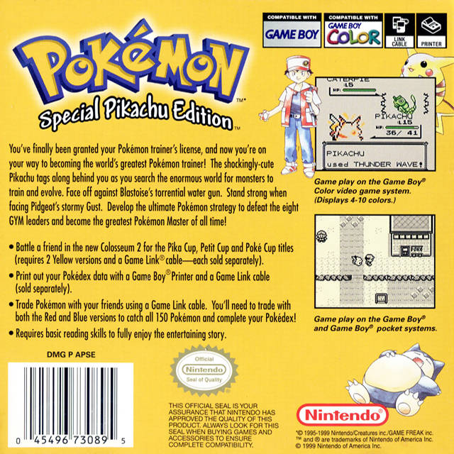 Pokemon Yellow Version: Special Pikachu Edition - (GB) Game Boy [Pre-Owned] Video Games Nintendo   