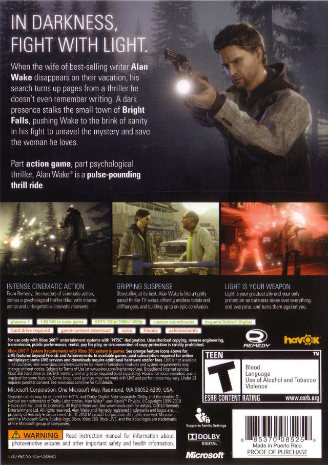 Alan Wake - Xbox 360 [Pre-Owned] Video Games Microsoft Game Studios   