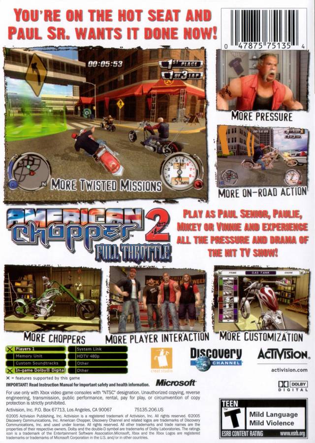 American Chopper 2: Full Throttle - Xbox Video Games Activision Value   