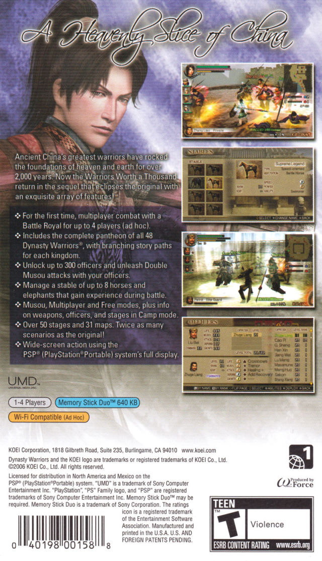 Dynasty Warriors Vol. 2 - Sony PSP Video Games Koei   