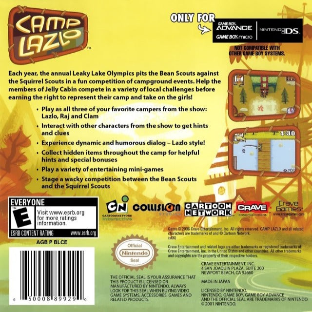 Camp Lazlo: Leaky Lake Games - (GBA) Game Boy Advance [Pre-Owned] Video Games Crave   