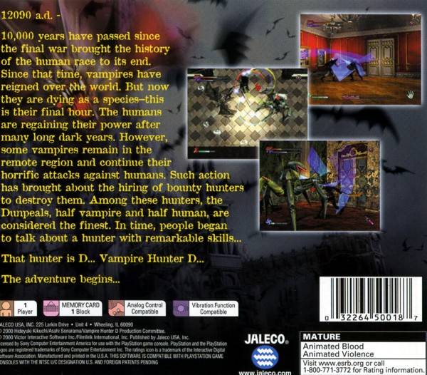 Vampire Hunter D - (PS1) PlayStation 1 [Pre-Owned] Video Games Jaleco Entertainment   