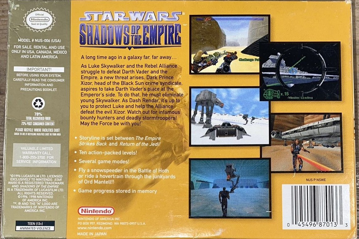 Star Wars: Shadows of the Empire (Players Choice) - (N64) Nintendo 64 [Pre-Owned] Video Games Nintendo   