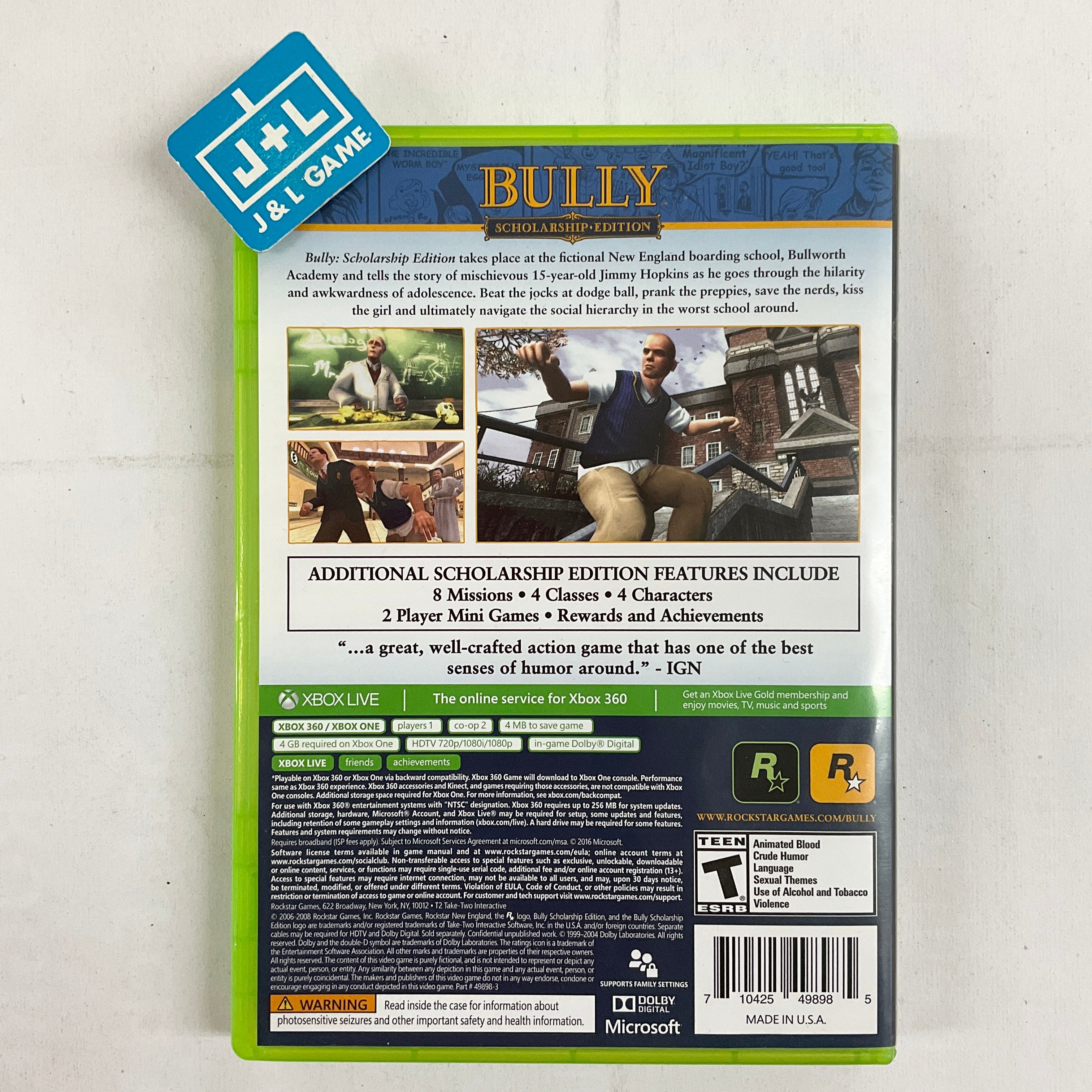 Bully: Scholarship Edition - (XB1) Xbox One & Xbox 360 [Pre-Owned] Video Games Rockstar Games   