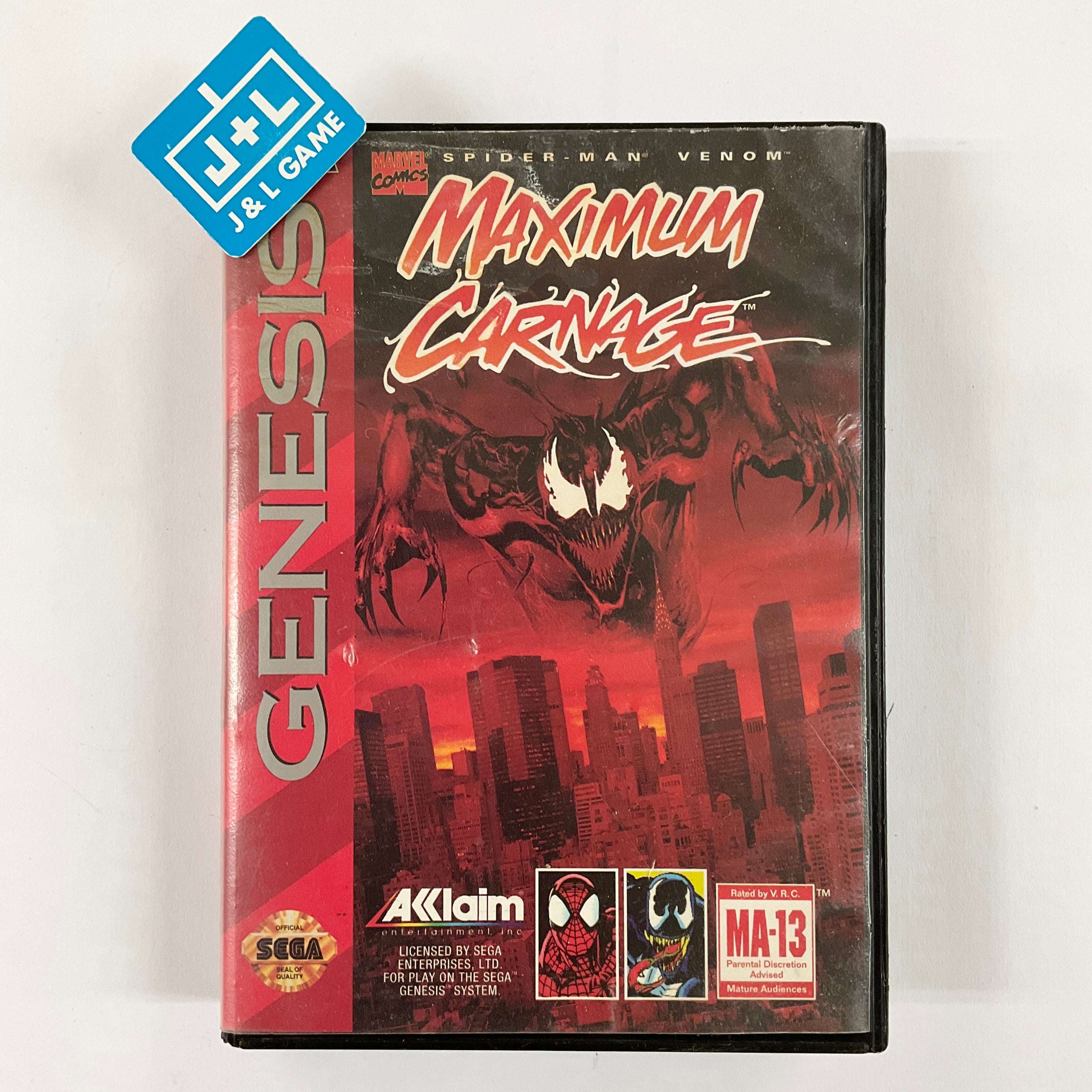 Spider-Man & Venom: Maximum Carnage (Red Cartridge) - SEGA Genesis [Pre-Owned] Video Games Acclaim   