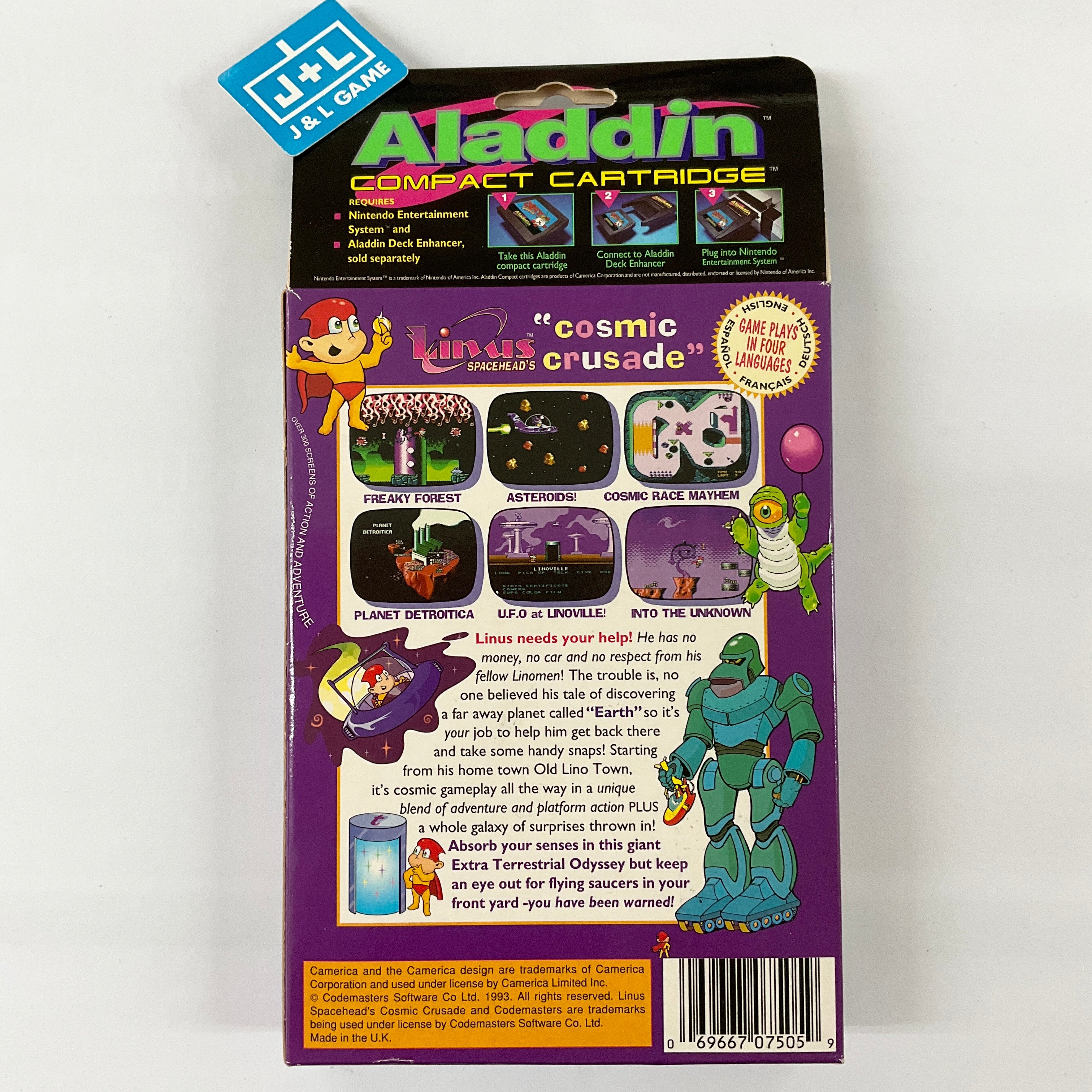 Linus Spacehead's Cosmic Crusade (Aladdin) - (NES) Nintendo Entertainment System Video Games Camerica   