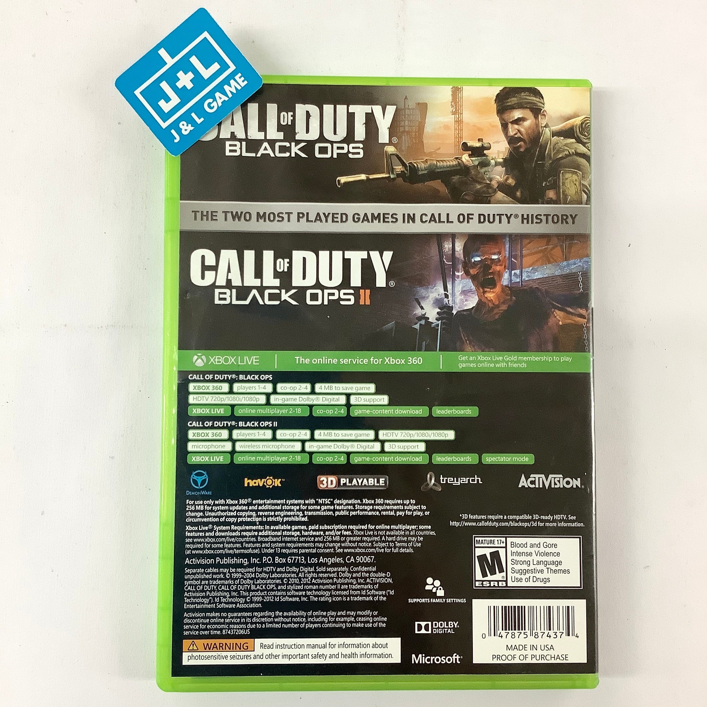 Call of Duty: Black Ops Combo Pack (Platinum Hits) - Xbox 360 [Pre-Owned] Video Games Activision   