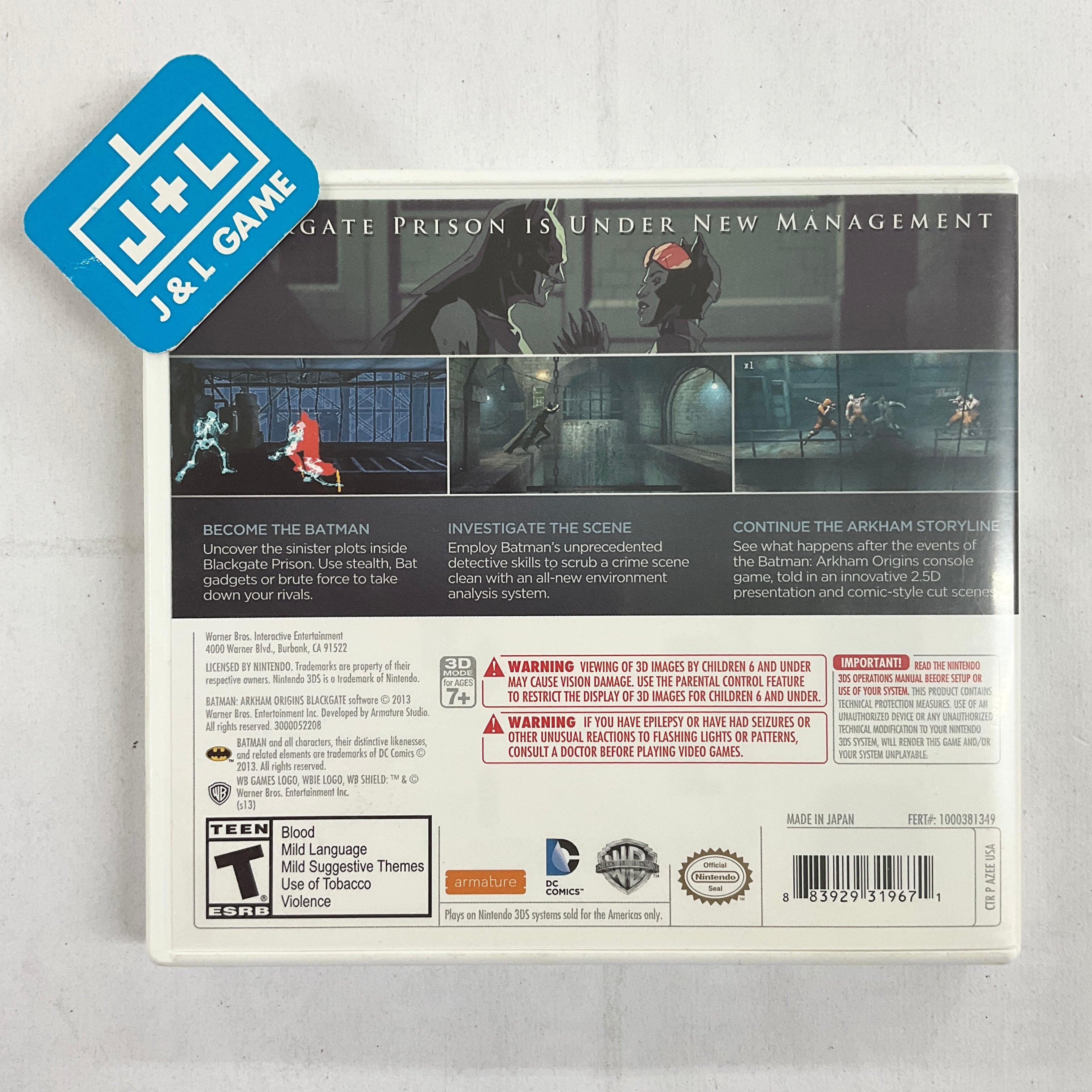 Batman: Arkham Origins Blackgate - Nintendo 3DS [Pre-Owned] Video Games Warner Bros. Interactive Entertainment   