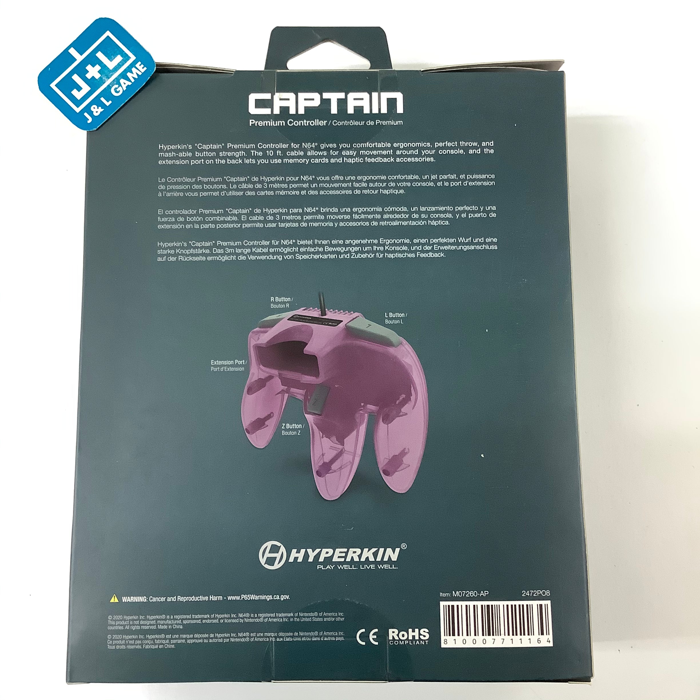 Hyperkin Captain Premium Controller (Amethyst Purple) - (N64) Nintendo 64 Accessories Hyperkin   