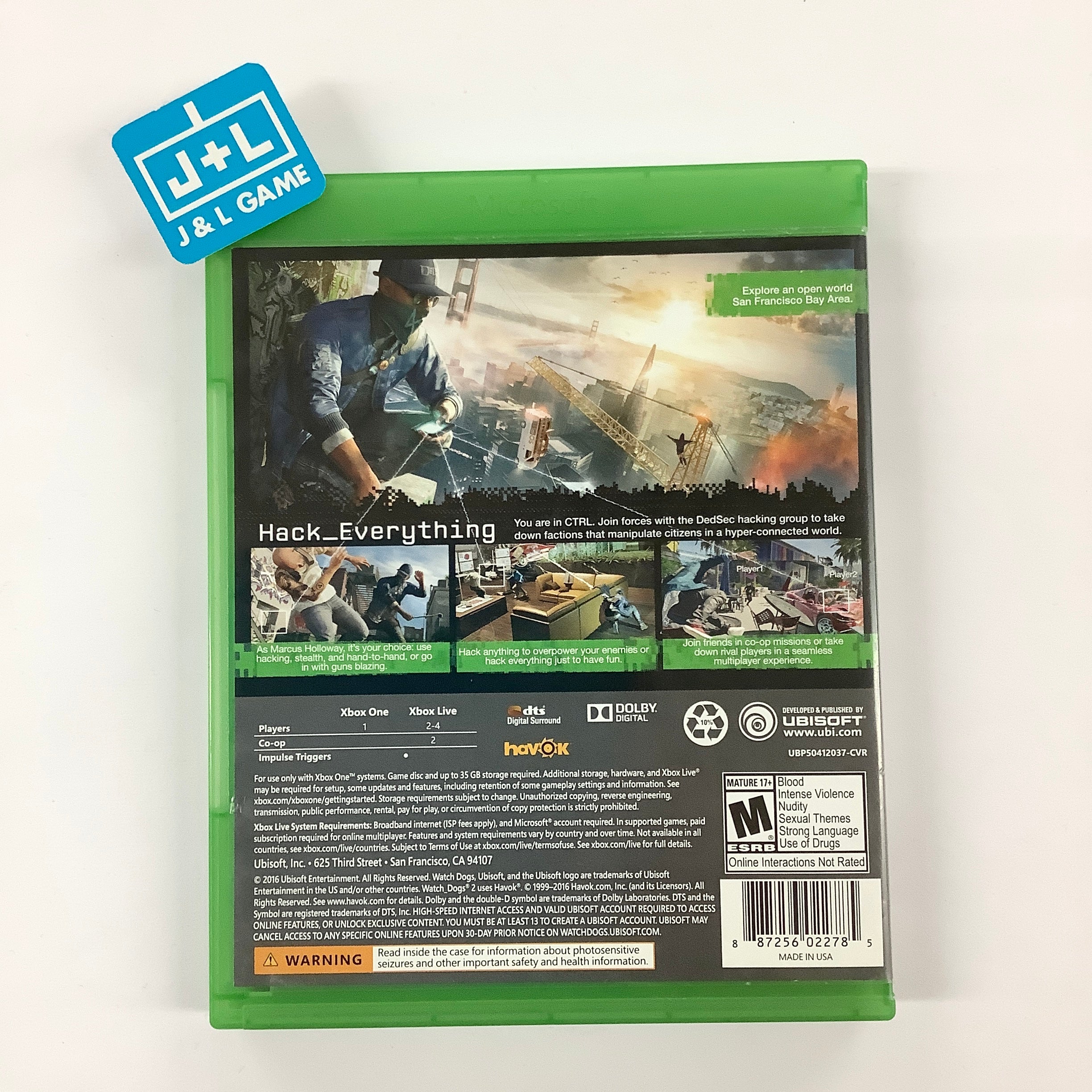 Watch Dogs 2 - (XB1) Xbox One [Pre-Owned] Video Games Ubisoft   