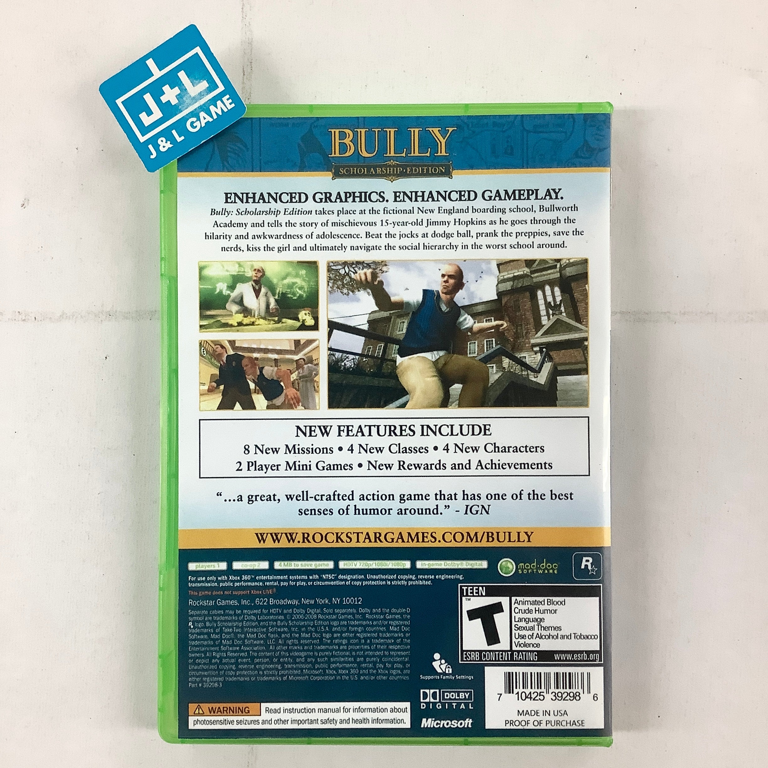 Bully: Scholarship Edition (Platinum Hits) - Xbox 360 [Pre-Owned] Video Games Rockstar Games   